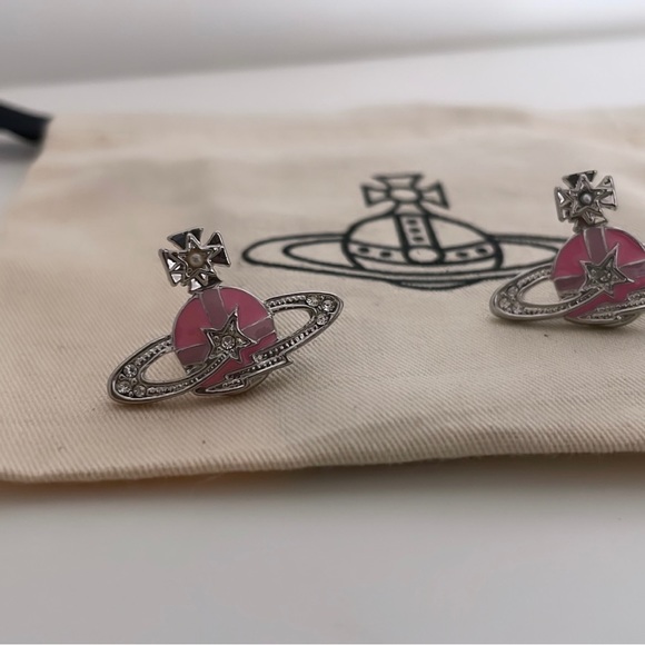 pink vivienne westwood orb earrings - Picture 2 of 2